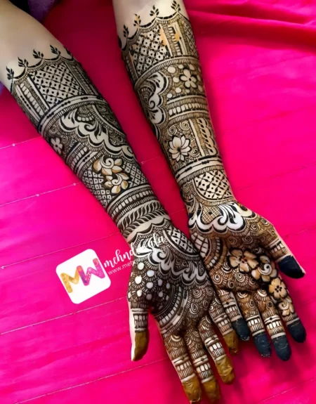 3d-flowers-leaves-mehndi design