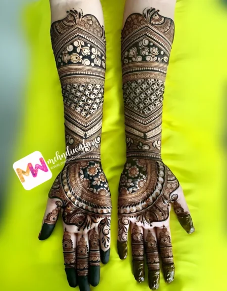 3d-lotus-flowers-leaves-checks-mehndi design