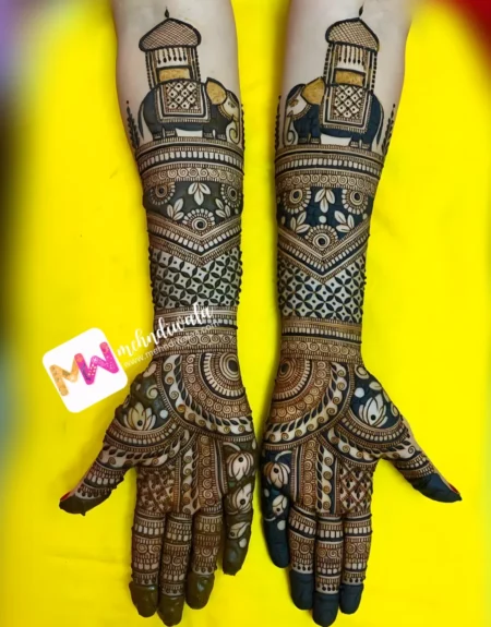 3d-figure-elephant-flowers-bridal-mehndi design