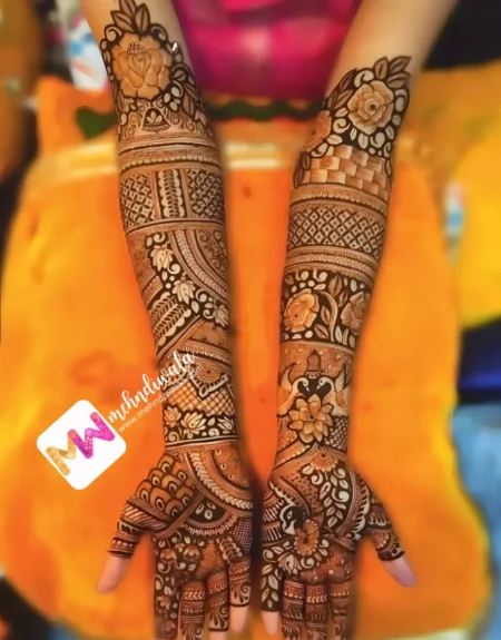 madhubani-flowers-leaves-festival-mehndi design
