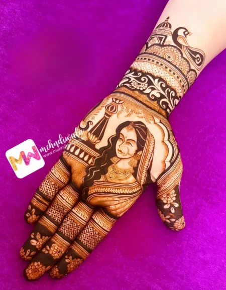 madhubani-figure-peacock-flowers-puja-function-mehndi design