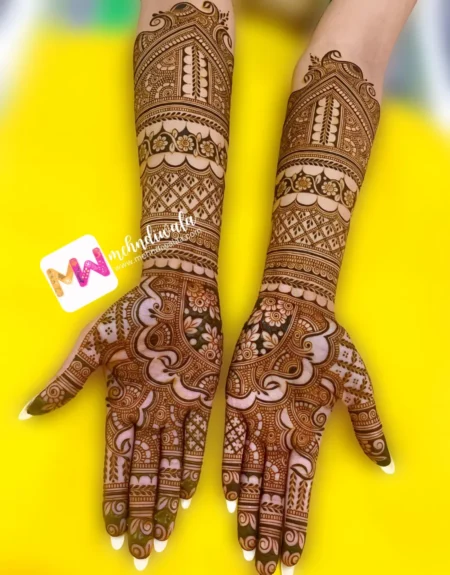 3d-flowers-checks-flowers-leaves-anniversary-mehndi design