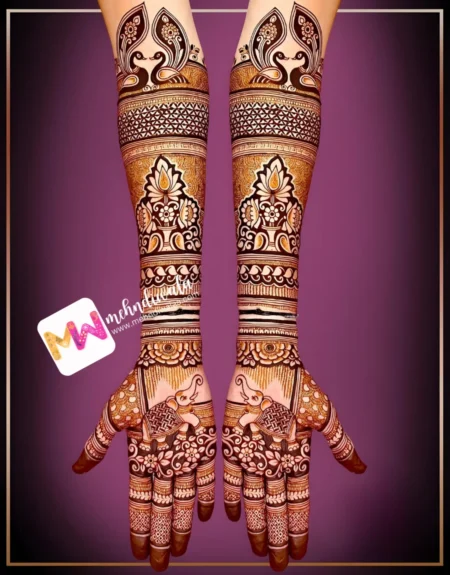 madhubani-peacock-flowers-elephant-figure-mehndi design