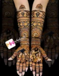 madhubani-figure-bridegroom-bride-parents-elephant-peacock-figure-mehndi design