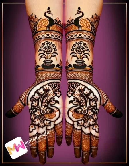 madhubani-peacock-flowers-figure-mehndi design