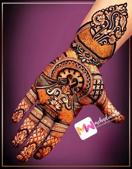 madhubani-peacock-flowers-both-hands-mehndi design