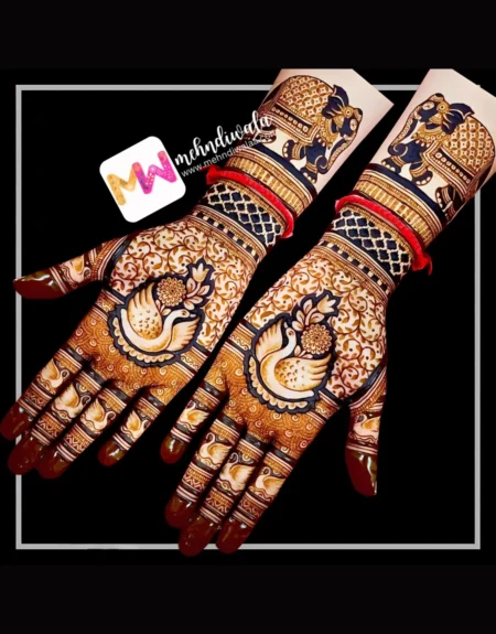 madhubani-elephant-hans-flowers-checks-mehndi design