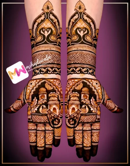 madhubani-peacock-flowers-checks-mehndi design