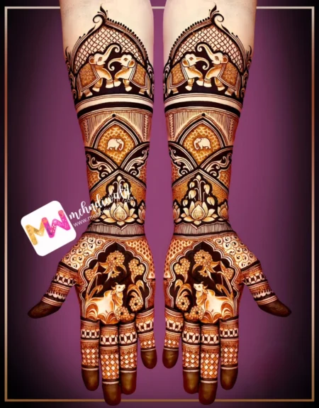 madhubani-elephant-flowers-nandi-puja-functions-mehndi design