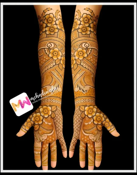 madhubani-flowers-leaves-puja-functions-mehndi design