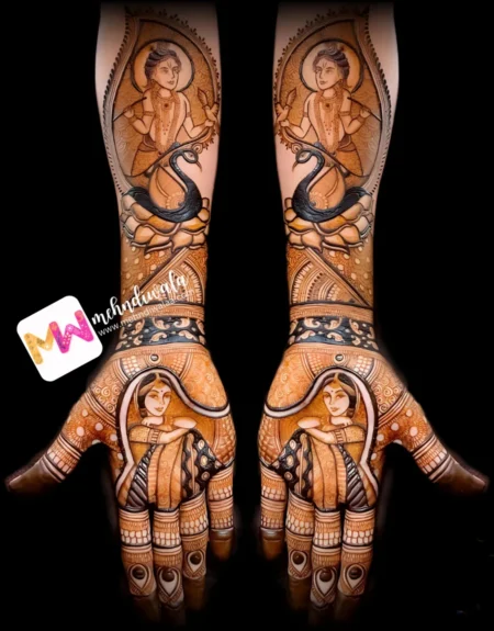 madhubani-figure-bridal-krishana-peacock-bird-figure-latest-mehndi design