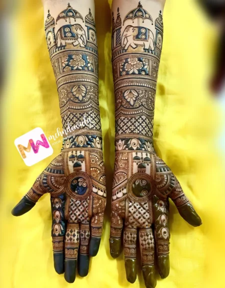 hd-elephant-with-chhatri-flowers-jhumki-checks-puja-functions-mehndi design