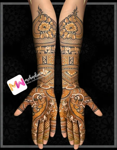 madhubani-peacock-flowers-leaves-puja-functions-mehndi design