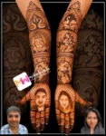 potrait-madhubani-figure-bridegroom-ganesha-ji-peacock-elephant-flowers-leaves-latest-mehndi design