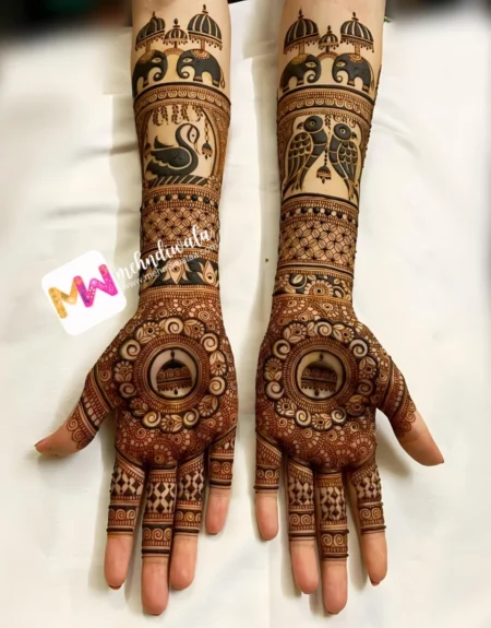 hd-elephant-chhatri-hans-bird-flowers-jhumki-festival-mehndi design