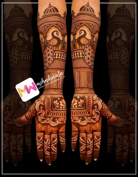 madhubani-chhatri-peacock-lotus-figure-festival-mehndi design