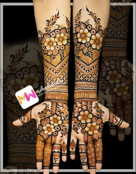 madhubani-flowers-leaves-checks-festival-mehndi design