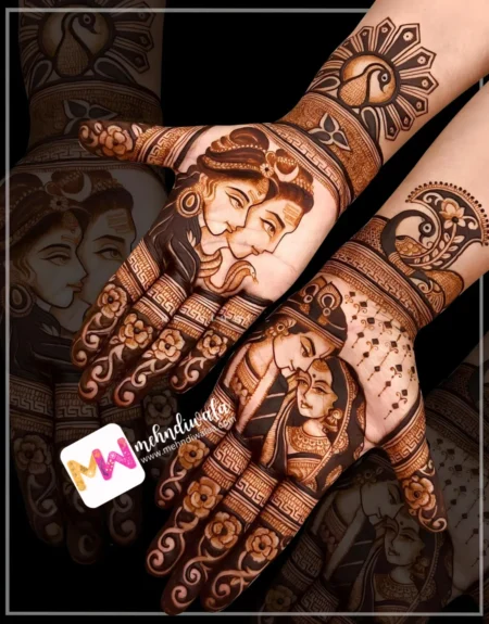 figure-shankar-parvati-radha-krishna-peacock-flowers-puja-functions design