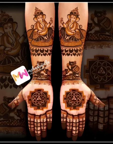 madhubani-ganesh-ji-rat-swastik-yantra-figure-puja-functions-mehndi design