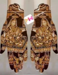 madhubani-figure-baby-krishna-with-mother-matki-with-makhan-cow-latest-mehndi design