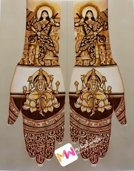 madhubani-figure-maa-siddhidatri-lotus-mata-gori-festival-mehndi design