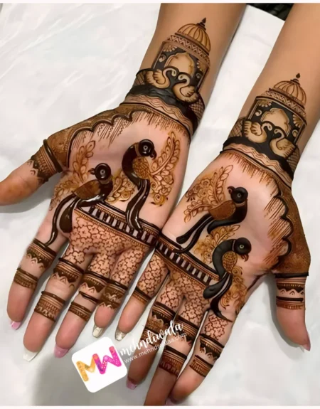 madhubani-peacock-hans-chhatri-leaves-festival-mehndi design