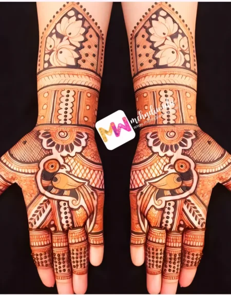 madhubani-flowers-leaves-bird-puja-function-mehndi design