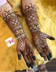 3d-lotus-flowers-leaves-checks-engagement-mehndi design