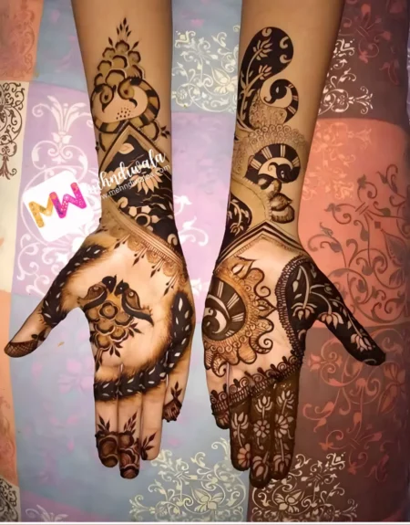 madhubani-bird-flowers-peacock-puja-functions-mehndi design