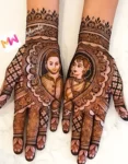 madhubani-figure-husband-wife-checks-leaves-festival-mehandi design