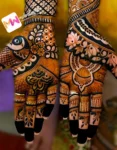 madhubani-peacock-flowers-leaves-checks-birthday-mehendi design