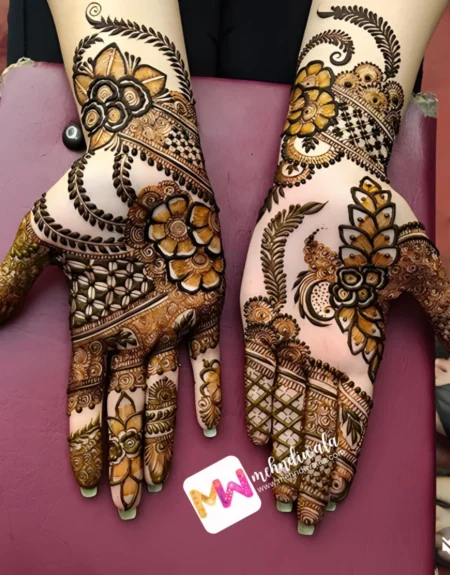 madhubani-flowers-leaves-puja-functions-mehendi design