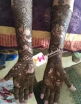 rajasthani-figure-bride-groom-radha-krishna-elephant-leaves-puja-functions-mehendi design